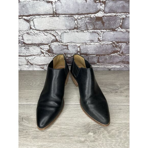 Madewell The Myles Black Leather Ankle Booties Heeled Boots Women Sz 8M US/39EU - Picture 2 of 16